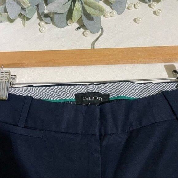 Talbots Pants Women's Size 4 Signature Flat Front Stretch Cropped Navy - Picture 5 of 9